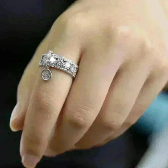 💎925 Sterling Silver Plated Stylish White CZ Wedding Ring, GPMB1408-6 - Picture 3 of 3